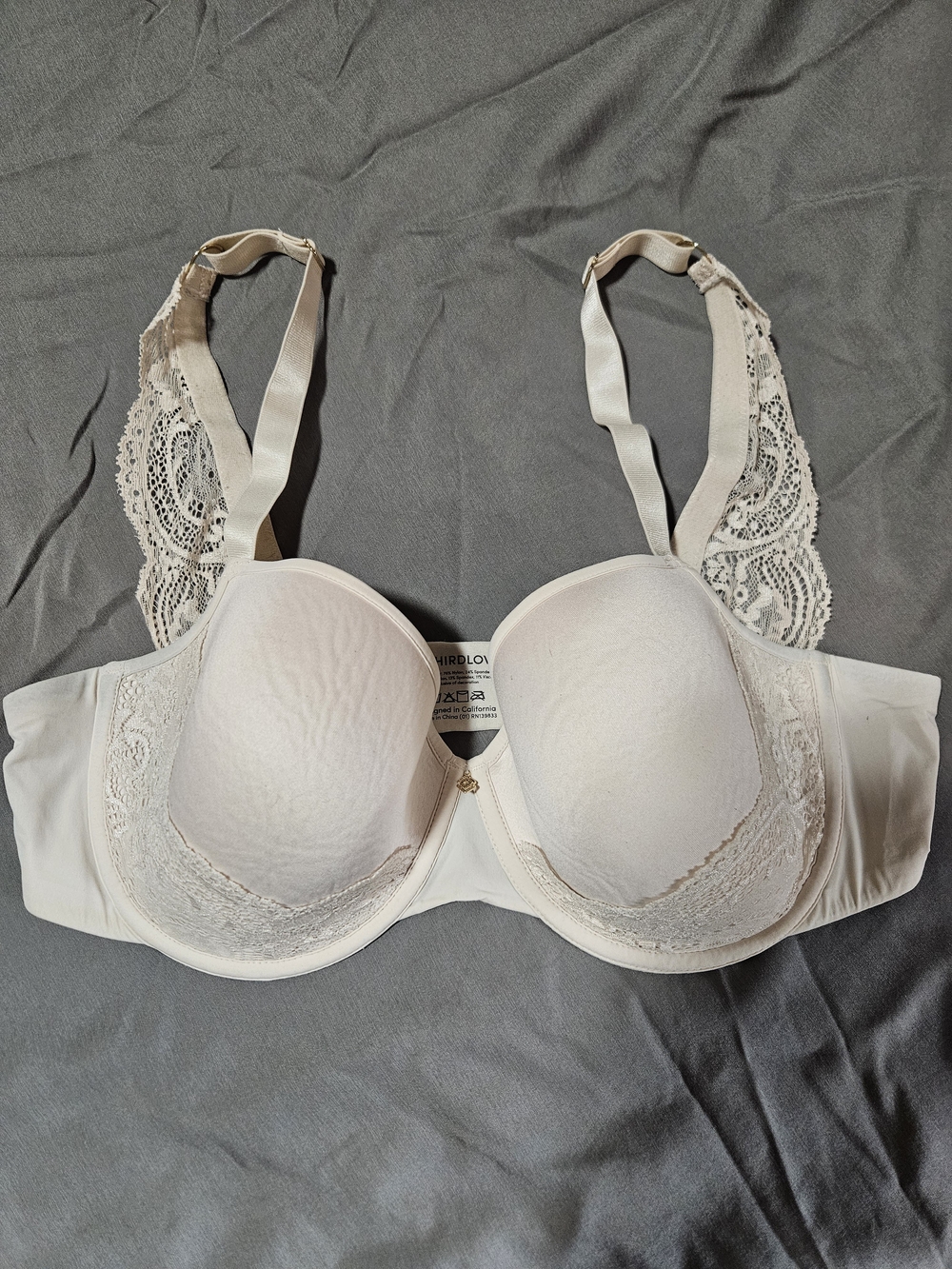 ThirdLove Lace-Trim Padded Bra in Light Beige